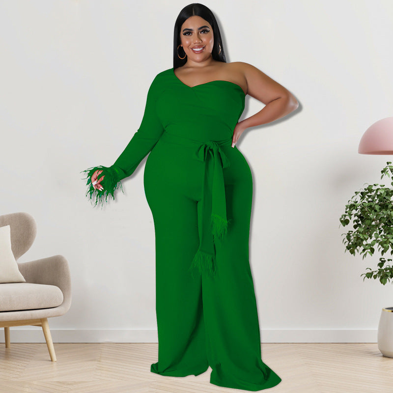 Plus Size Women Clothes Asymmetric Jumpsuit Source