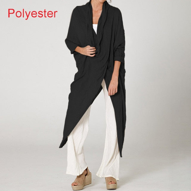 Celmia Women Tops Vintage Solid Blouses 2022 Summer Fashion Long Shirts Casual Cowl Neck Long Sleeve Asymmetrical Party Blusas