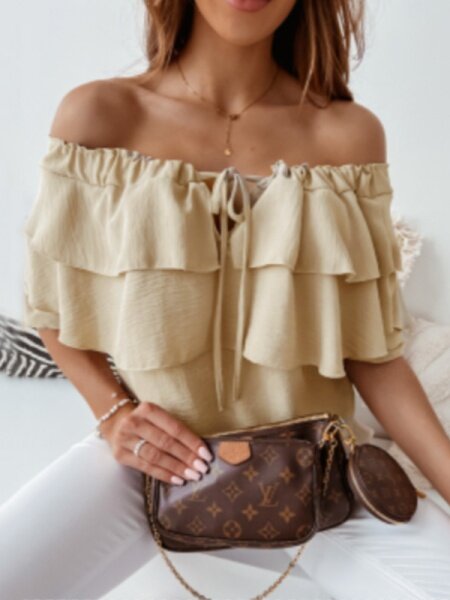 Off the Shoulder Convertible Ruffle Blouse H6ACEE8PSH