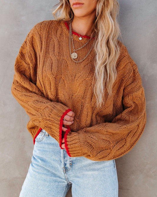 Autumn Winter Loose Fitting Oversized Sweater Sweater Pullover round Neck Sweater Cable Knit Sweater Women