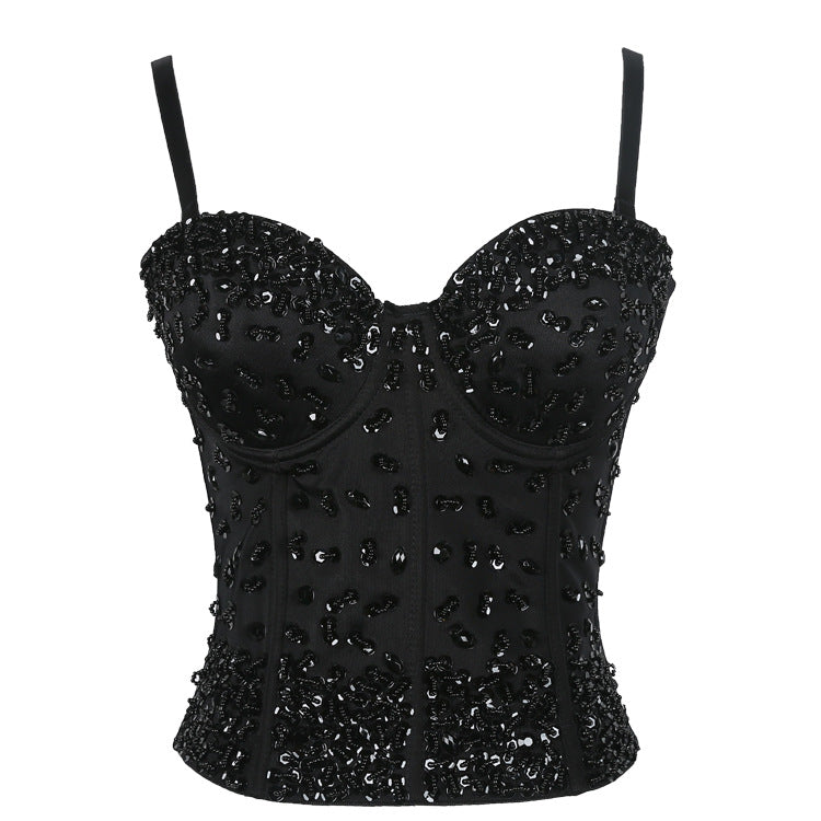 Slimming Corset Beaded Sequ Waist Strap Three Dimensional with Chest Pad Small Women  Heavy Work Vest Women