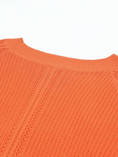 Openwork Off-Shoulder Long Sleeve Sweater