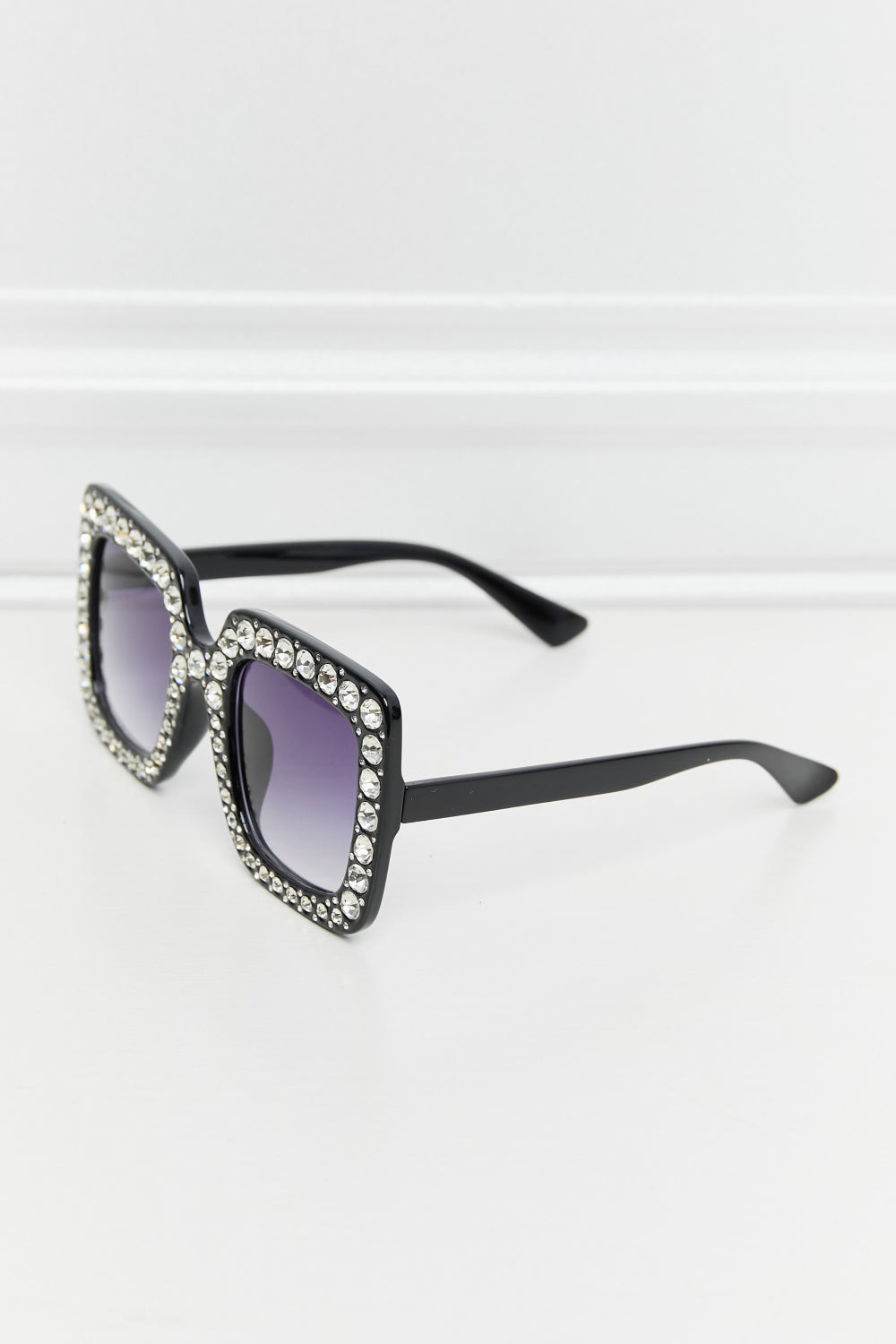 Inlaid Rhinestone Square Sunglasses