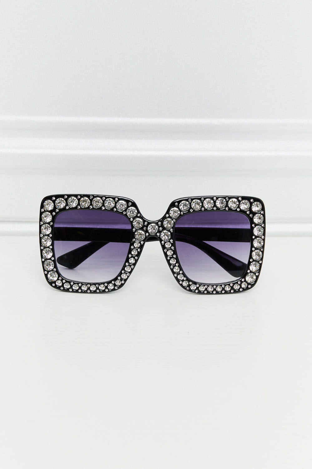 Inlaid Rhinestone Square Sunglasses