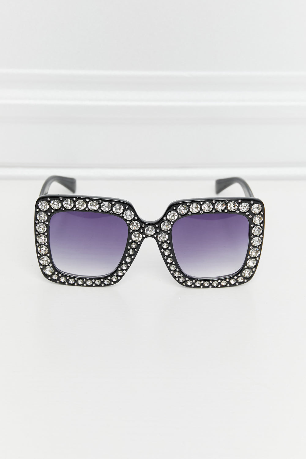 Inlaid Rhinestone Square Sunglasses