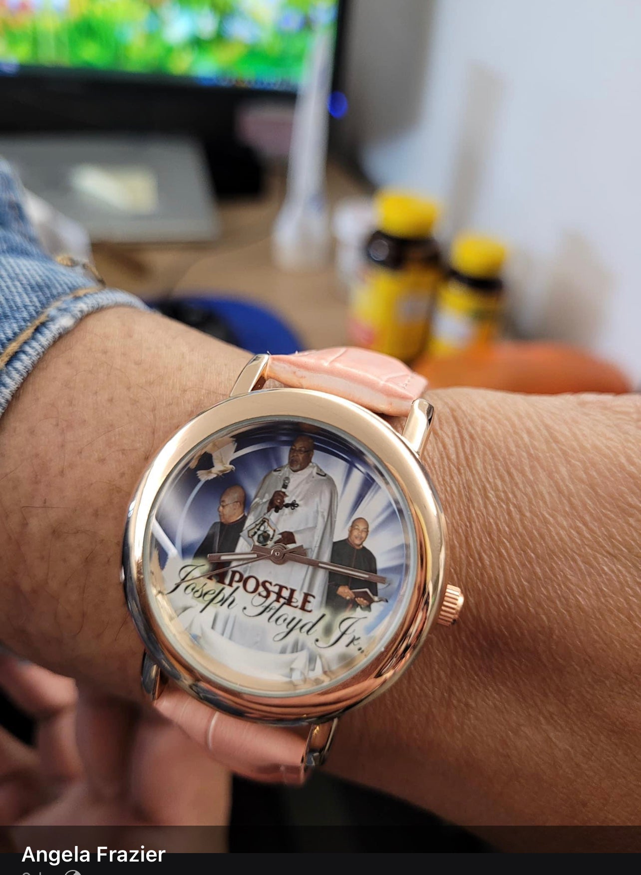 Custom Watch Women's Rose Gold Leather Strap Watch(Model 201)