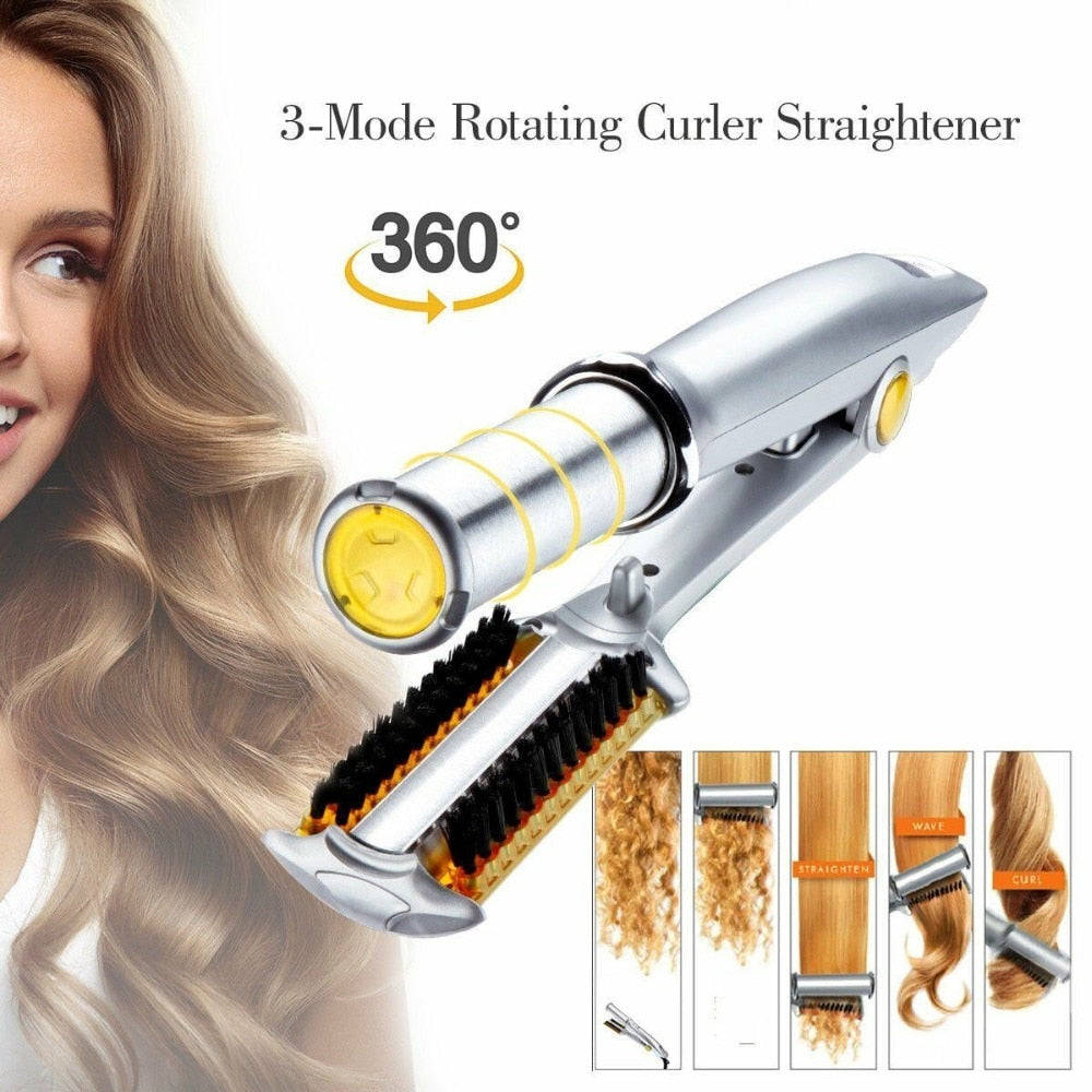 Professional Hair Curler Iron Curling Iron Rotating Hair Brush Curler Styler 2 In 1 Hair Styling Tool Curling Iron With Brush