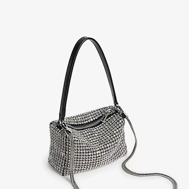 Women Diamond Hobo-bag For 2022 Female Clutch Design Brand Luxury Shoulder Bags Handbag Leather PU Shiny Hobo-bag Messenger Bag